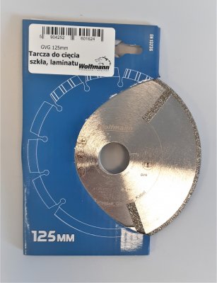 Tarcza diamentowa do cięcia szkła, laminatu GVG 125 mm Wolfmann GVG125